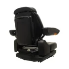 Operator Presence Switch, Slides, Retractable Seat Belt, Document Pouch, Arms, Headrest, Vinyl, Black
