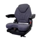 Operator Presence Switch, Slides, Retractable Seat Belt, Document Pouch, Arms, Headrest, Cloth Fabric Cover, Grey
