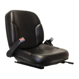 Contoured High Back, Steel Pan Seat, Retractable Seatbelt, Slide Rails, Heavy Duty Vinyl, Black