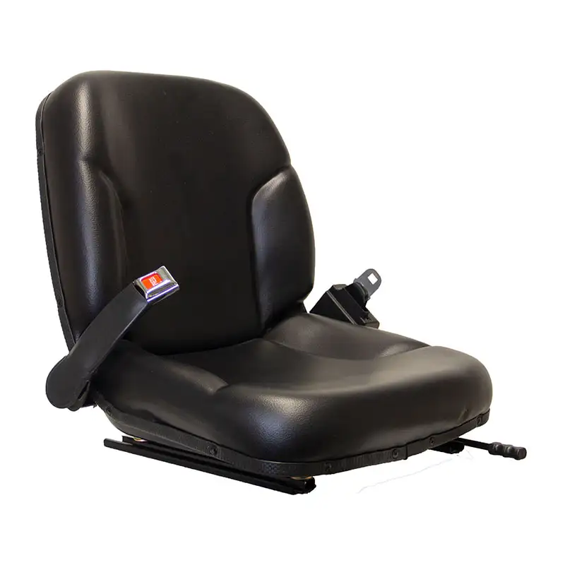 Contoured High Back, Steel Pan Seat, Retractable Seatbelt, Slide Rails, Heavy Duty Vinyl, Black