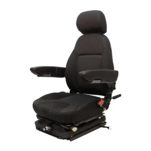 High back Seat, Low-Profile Mechanical Suspension, Head rest, Armrests, Slide Rails, Vinyl, Black