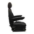 High back Seat, Low-Profile Mechanical Suspension, Head rest, Armrests, Slide Rails, Vinyl, Black