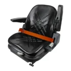 Armrests, Swivel, Vinyl, Black, 60.00lbs. With Orange Seatbelt