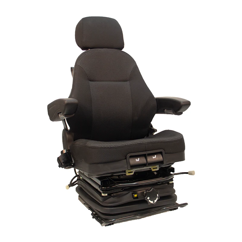 Low profile mechanical suspension, swivel, operator presence switch, tilt control, black fabric