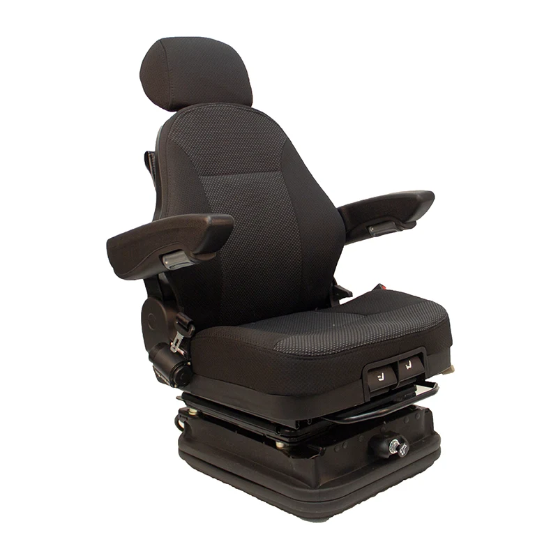 Heavy-duty AIR suspension, swivel, operator presence switch, tilt control, 12v suspension motor, black fabric