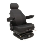 Low profile air suspension, swivel, operator presence switch, tilt control, 12v suspension motor, black fabric